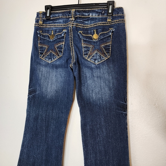 ZCO Womens Bootcut Jeans Thick Stitched Back Pocket Mid Rise Distressed Bohemian - Picture 9 of 13